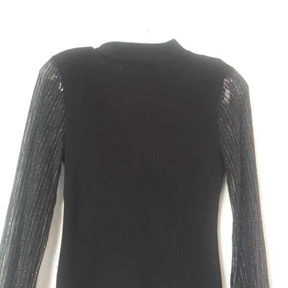 Absolutely Famous women's size S black and silver metallic long sleeve blouse - Picture 5 of 15